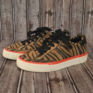 Sz 38.5/ 8.5 Womens Rag & Bone RB1 Zebra Print Brown Black Suede Sneakers VGUC!